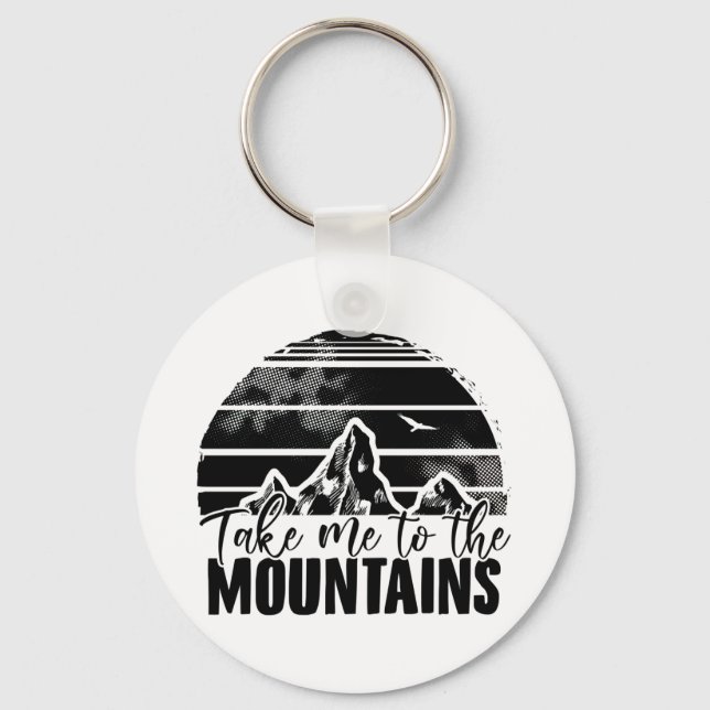 Hiking | Mountain Hikers Mountaineering Gift Ideas Keychain (Front)