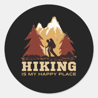 Hiking Mountain Outdoor Trekking Camping Nature Classic Round Sticker