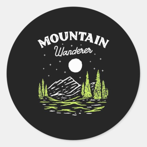 Hiking Mountain Wanderer Classic Round Sticker