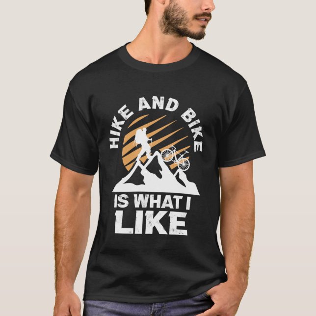 Hiking Mountains Bicycle Mountain Bike Biker Pedal T-Shirt (Front)