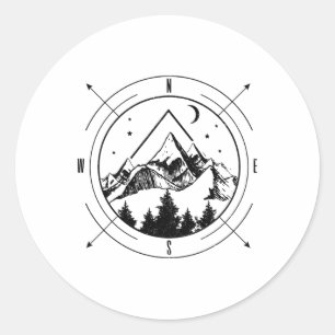 Hiking Mountains Nature Camping Comp Outdoor Hiker Classic Round Sticker
