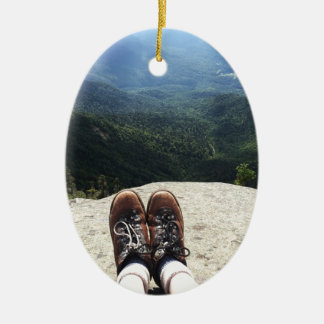 Hiking On Top of the World Ceramic Ornament