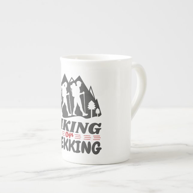 Hiking or Trekking Bone China Mug (Front Right)