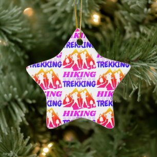 Hiking or Trekking Ceramic Ornament