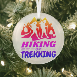 Hiking or Trekking Glass Ornament