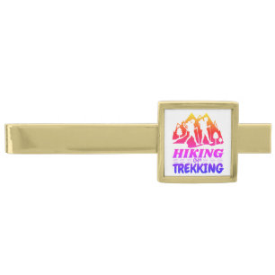 Hiking or Trekking Gold Finish Tie Bar