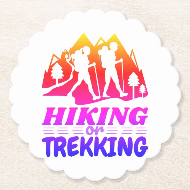 Hiking or Trekking Paper Coaster (Front)