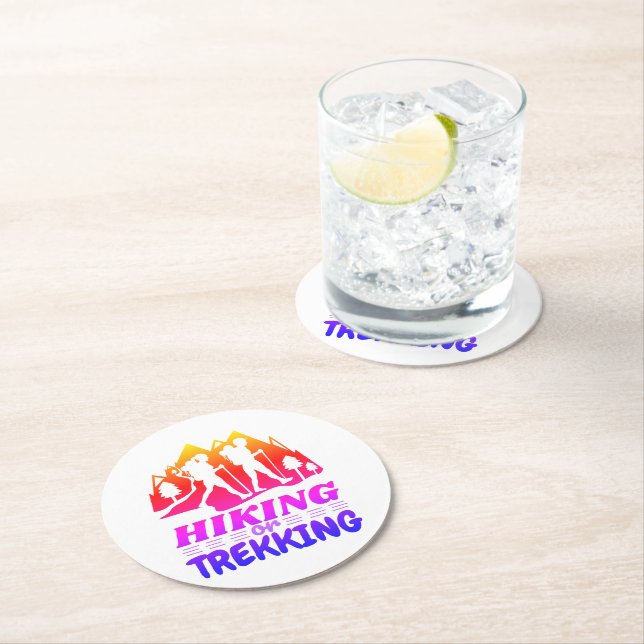 Hiking or Trekking Round Paper Coaster (Insitu)