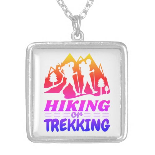 Hiking or Trekking Silver Plated Necklace