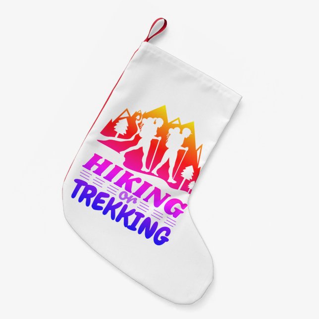 Hiking or Trekking Small Christmas Stocking (Front (Hanging))