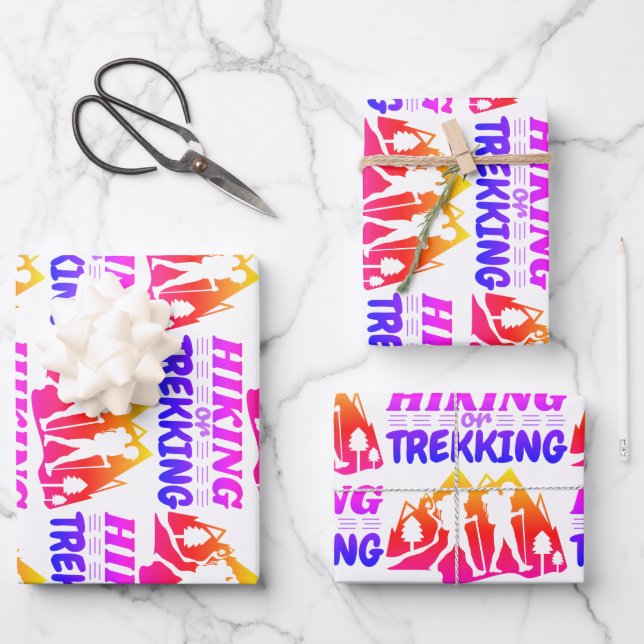 Hiking or Trekking Wrapping Paper Sheets (Front)