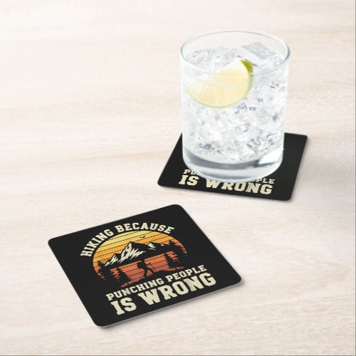 Hiking Outdoor Funny Hiker Square Paper Coaster