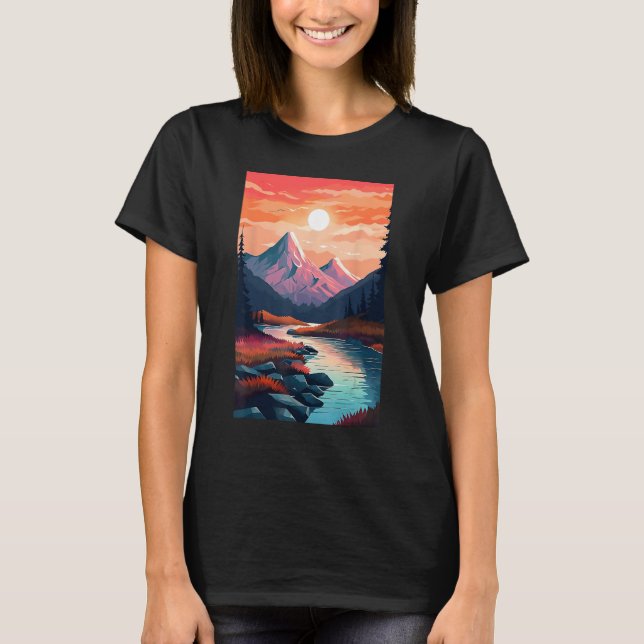 Hiking outdoor mountains landscape T-Shirt (Front)