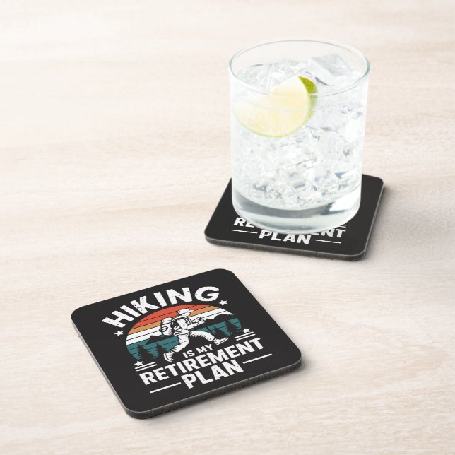 Hiking Retirement Plan Funny Saying Beverage Coaster (Right Side)