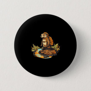 Hiking river otter backpacking outdoor animal button