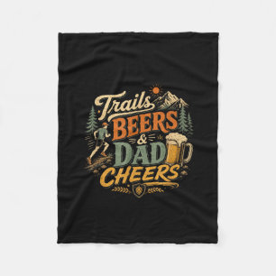 Hiking running trail dad father's day 70s retro fleece blanket