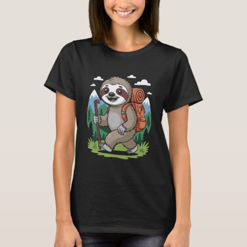 Hiking Sloth Adventure Forest Backpack Trekking Na T-Shirt