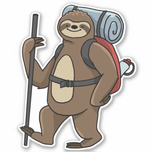 Hiking Sloth Sticker