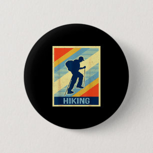 Hiking sport lover vintage retro button