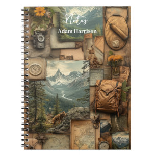 Hiking style collage design notebook