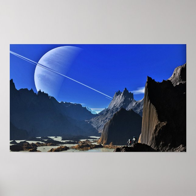 Hiking The Herschel Crater of Saturn's Moon Mimas Poster (Front)