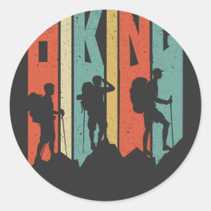 Hiking Themed Adventure Shirt, Vintage Hiking Classic Round Sticker