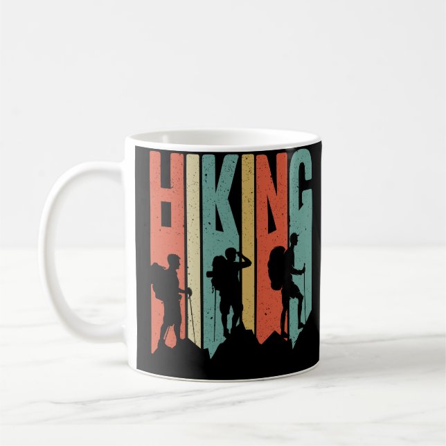 Hiking Themed Adventure Shirt, Vintage Hiking Coffee Mug (Left)