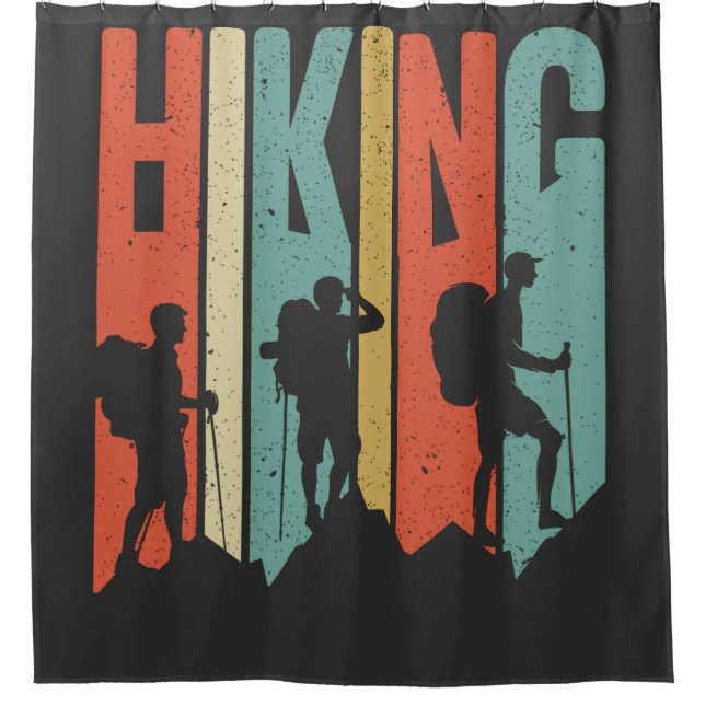 Hiking Themed Adventure Shirt, Vintage Hiking Shower Curtain (Front)