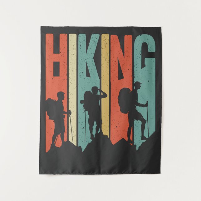 Hiking Themed Adventure Shirt, Vintage Hiking Tapestry (Front)