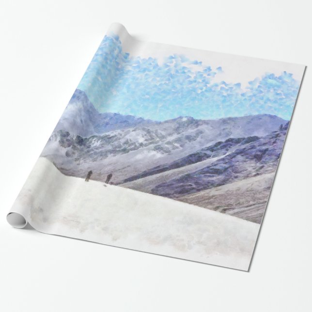 Hiking to the top wrapping paper (Unrolled)