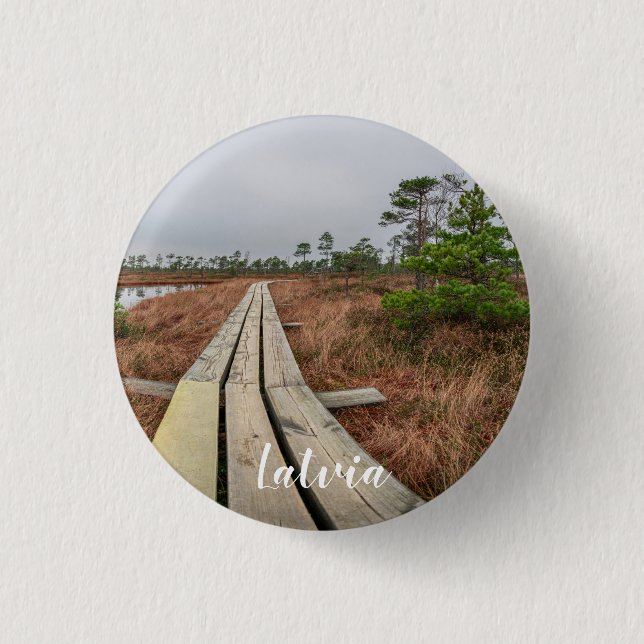 Hiking trail in swamp button (Front)