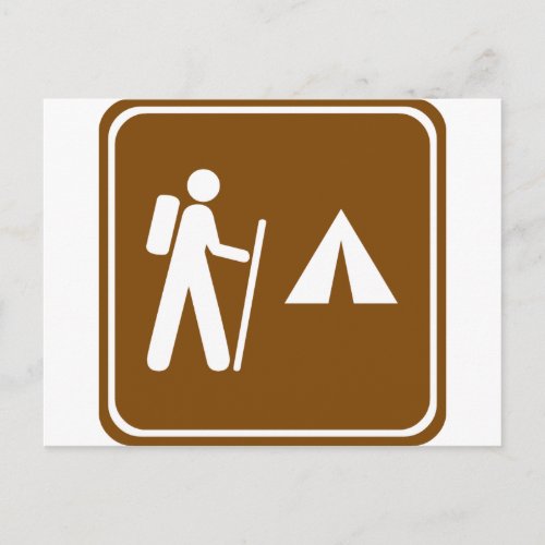 Hiking Trail with Camping Highway Sign Postcard