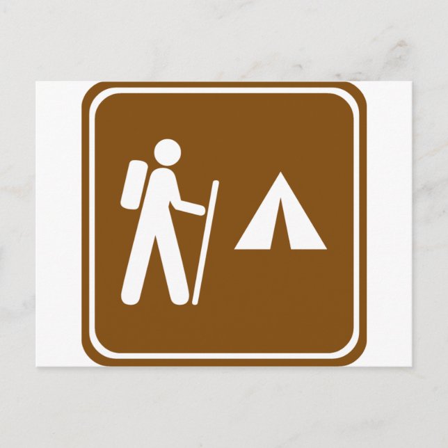 Hiking Trail with Camping Highway Sign Postcard (Front)