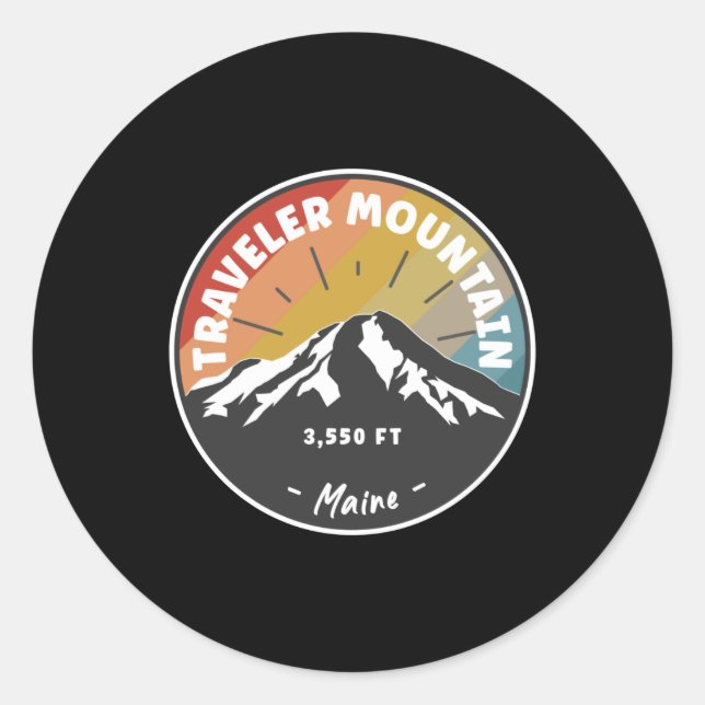 Hiking Traveler Mountain Maine Classic Round Sticker (Front)