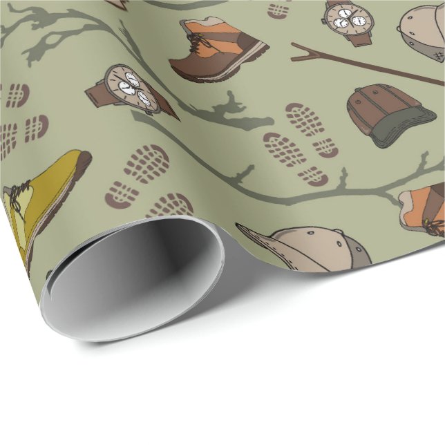 Hiking Trekking Backpacking Patterned Wrapping Paper (Roll Corner)