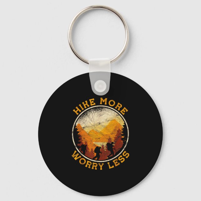 Hiking trekking hike more worry less  keychain (Front)