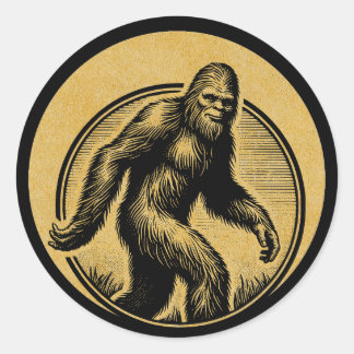 Hiking with Bigfoot Classic Round Sticker