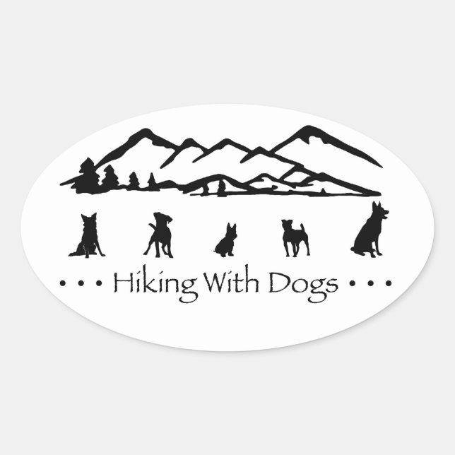 Hiking With Dogs Oval Sticker (Front)