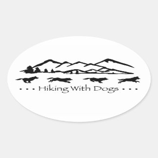 Hiking With Dogs Oval Sticker-Husky Sticker