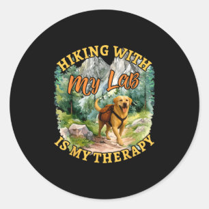 Hiking With My Lab Funny Labrador Retriever Dog Lo Classic Round Sticker
