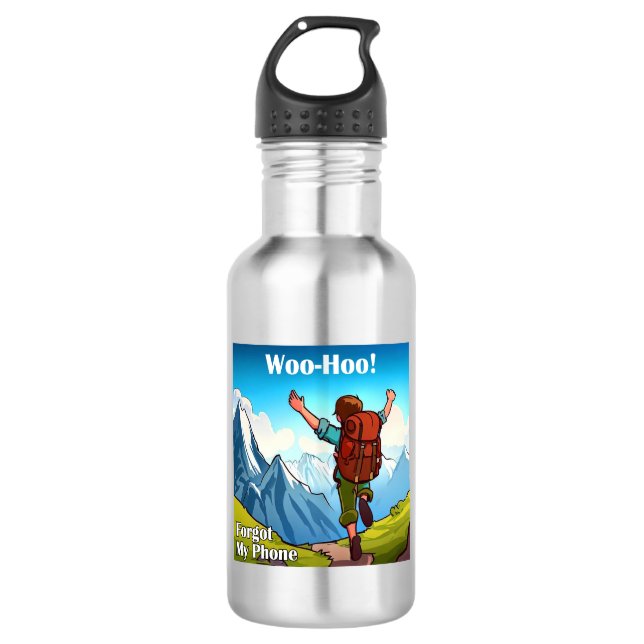 Hiking Woo-Hoo Forgot My Phone Stainless Steel Water Bottle (Front)