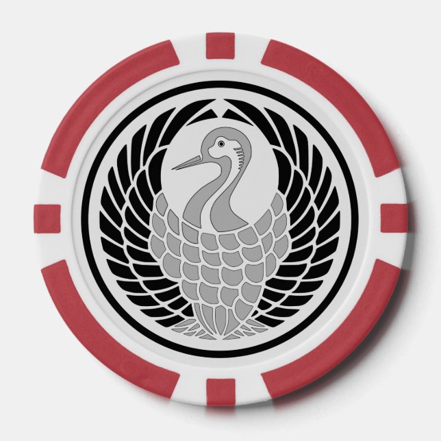 Hikosaburo I Kabuki Crest Tsuru no Maru Mon Poker Chips (Front)