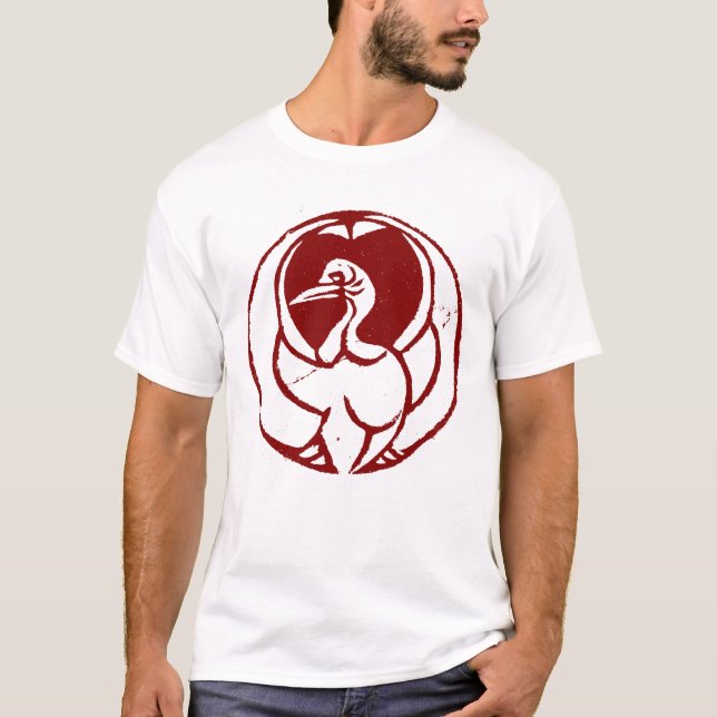 Hikosaburo Yakusha Mon - Tsura Crane Kabuki Mon T-Shirt (Front)