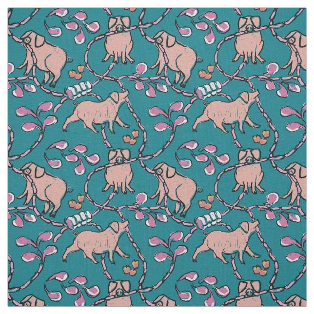 Hilarious 2 Pig Year Birthdady Choose Color F Fabric (Swatch)