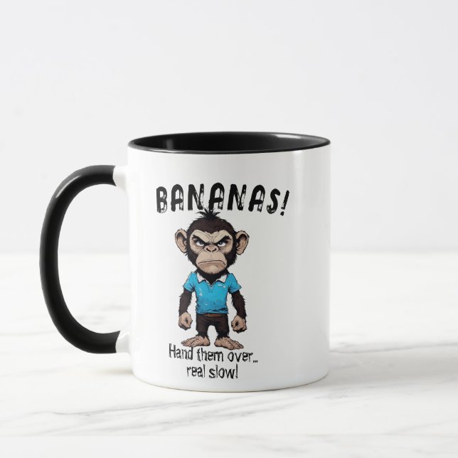 Hilarious Banana Hold-up Funny Ape Monkey Graphic Mug (Left)