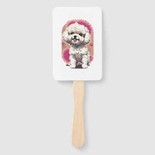 Hilarious Bichon Frise Breed Flowers Sticker Hand Fan