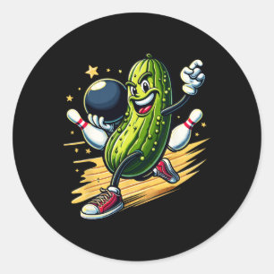 Hilarious Bowling Pickle Classic Round Sticker