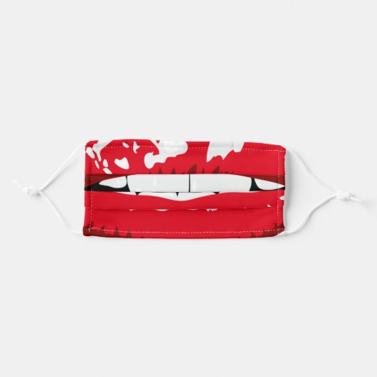 Hilarious buck teeth smile with red lips funny adult cloth face mask (Front, Folded)