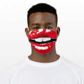 Hilarious buck teeth smile with red lips funny adult cloth face mask (Worn)