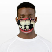 Hilarious cartoon bad teeth smiling lips fun adult cloth face mask (Worn)
